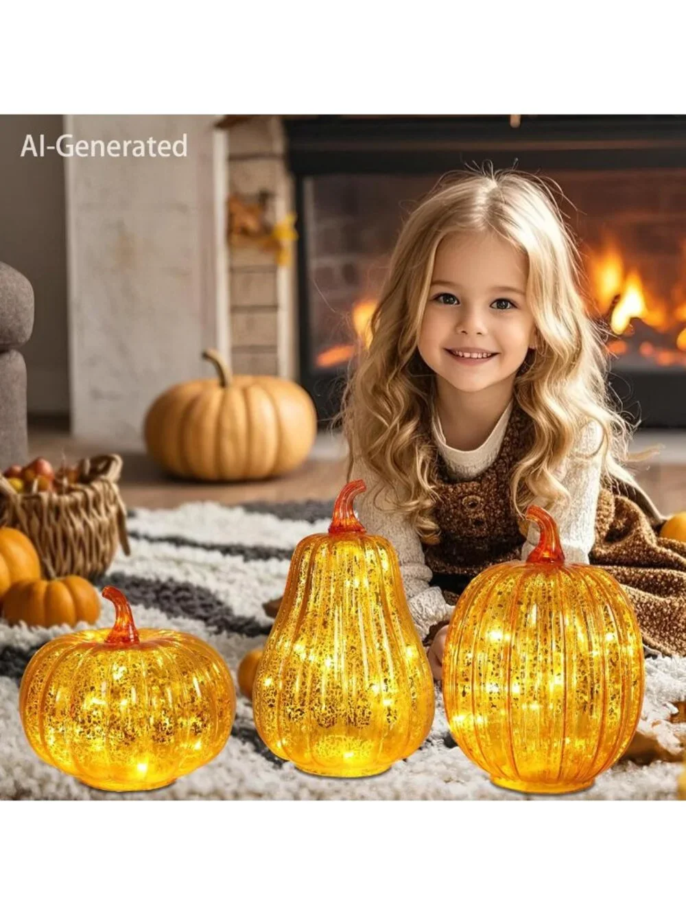 Mercury Glass Pumpkin Light - Fall Harvest & Halloween Decor Accent Piece